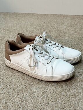 SOUL Naturalizer Neela White and Taupe Women’s Lace-Up Sneakers